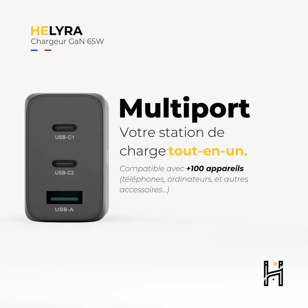 Orion's 65 - Chargeur GAN Rapide 65W Helyra