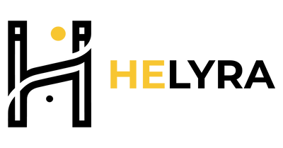 Logo Helyra en noir et jaune, représentant un design moderne et dynamique.